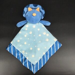 Cloud Island Blue Triceratops Dinosaur Baby Lovey Security Blanket Satin Trim